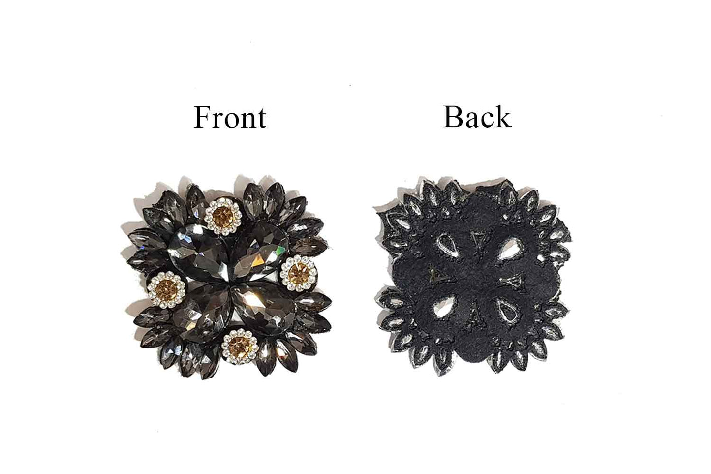 Four Petal Flower Shape Rhinestone Work Fancy Patch Appliques