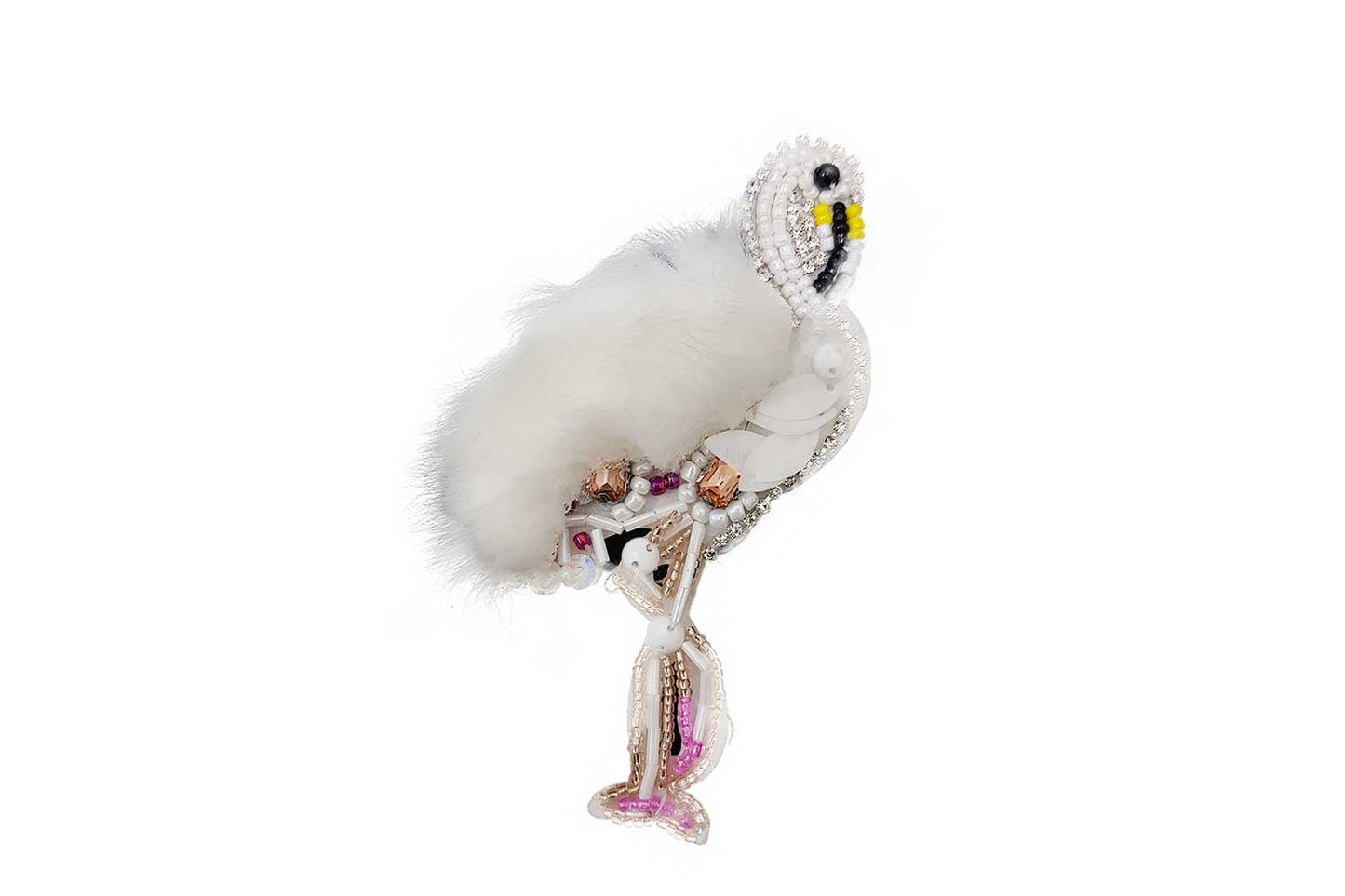 Swan/Flamingo Shape Beads Work Fancy Applique Patch 1 Piece