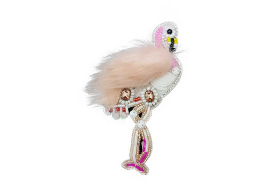 Swan/Flamingo Shape Beads Work Fancy Applique Patch 1 Piece
