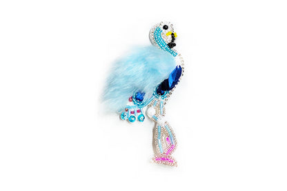 Swan/Flamingo Shape Beads Work Fancy Applique Patch 1 Piece