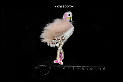 Swan/Flamingo Shape Beads Work Fancy Applique Patch 1 Piece