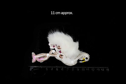 Swan/Flamingo Shape Beads Work Fancy Applique Patch 1 Piece