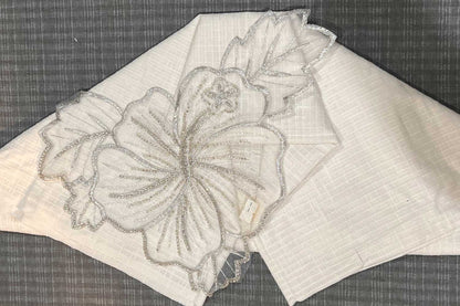 Organza Flower with Beads Work for Dress Gowns Tops