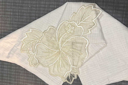 Organza Flower with Beads Work for Dress Gowns Tops
