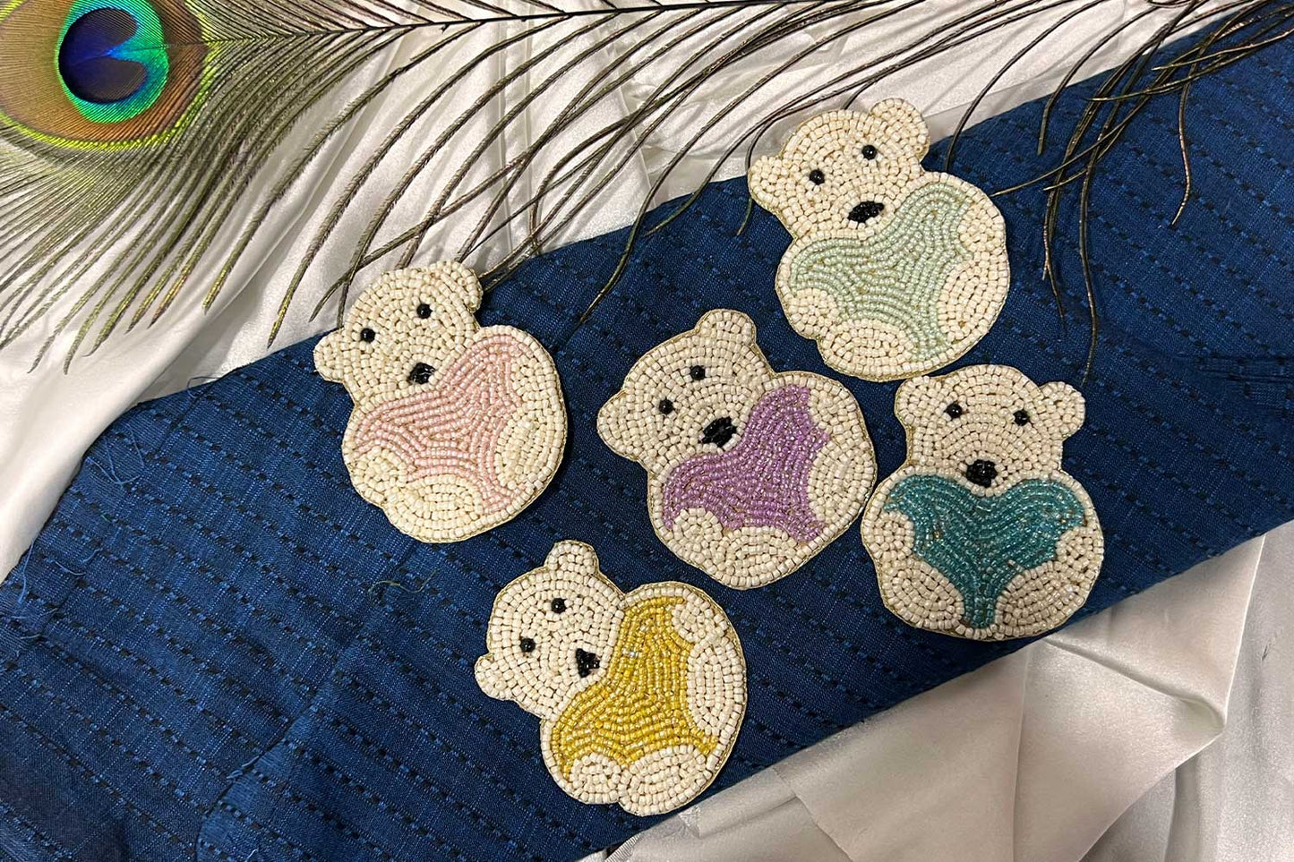 Teddy Bear Patch Beads Work Kiddish Patch