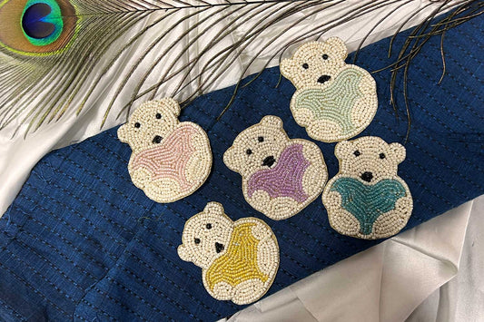 Teddy Bear Patch Beads Work Kiddish Patch