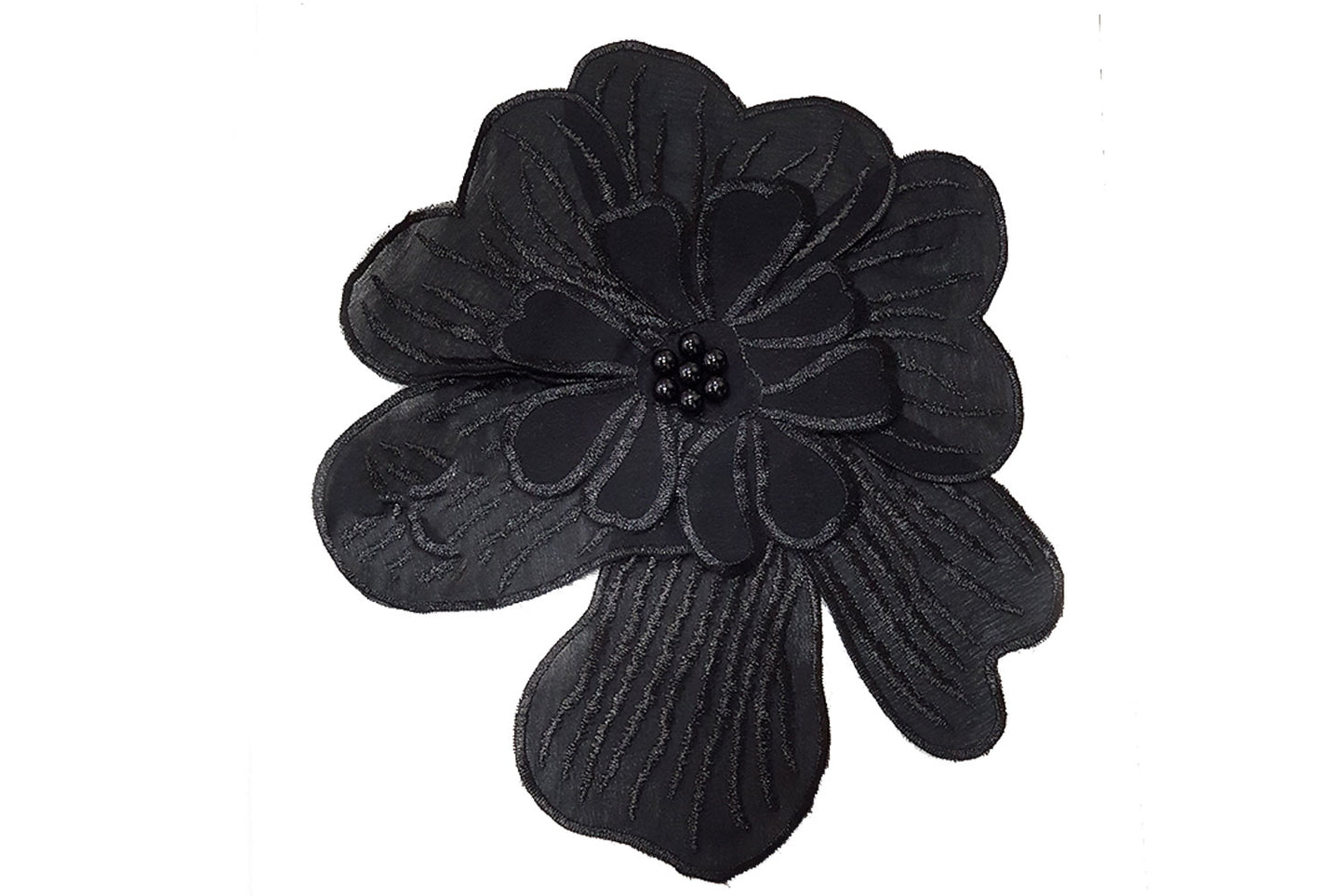 Cotton Flower with Beads Work Patch Applique (1 piece)