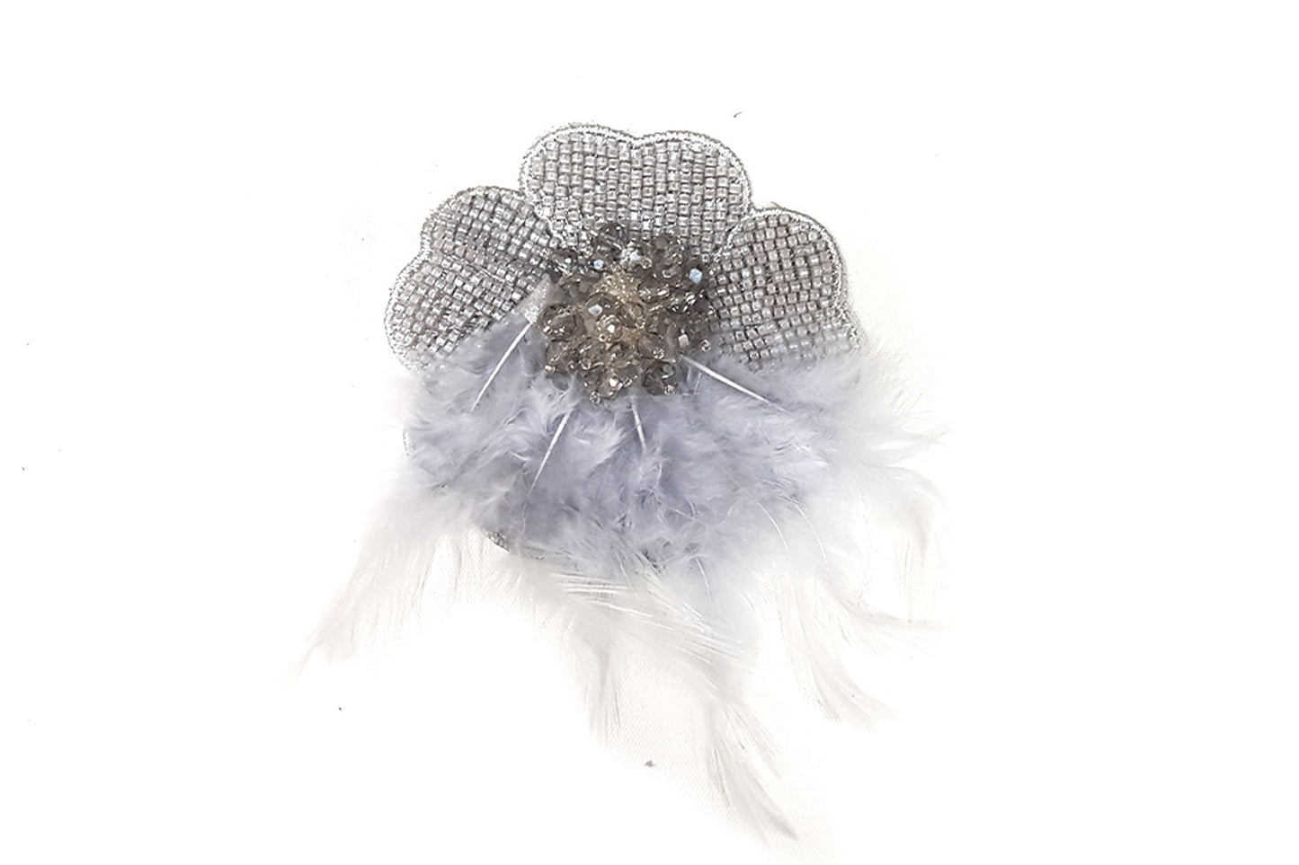 Flower Patch/Applique with Feather and Beads Work