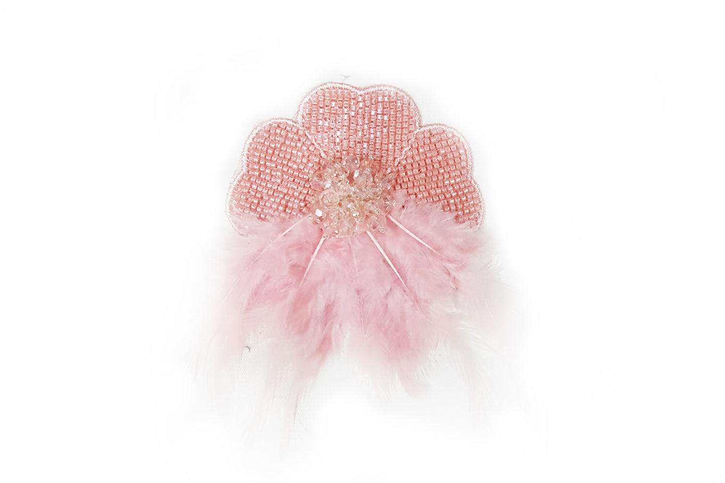 Flower Patch/Applique with Feather and Beads Work