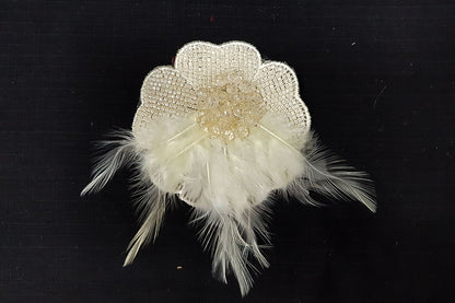 Flower Patch/Applique with Feather and Beads Work
