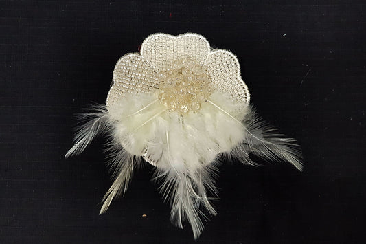 Flower Patch/Applique with Feather and Beads Work