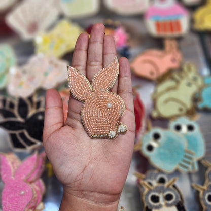Bunny Face with beads work kiddish patch