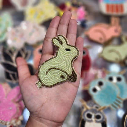 Rabbit Shape Beads work Kiddish Patch