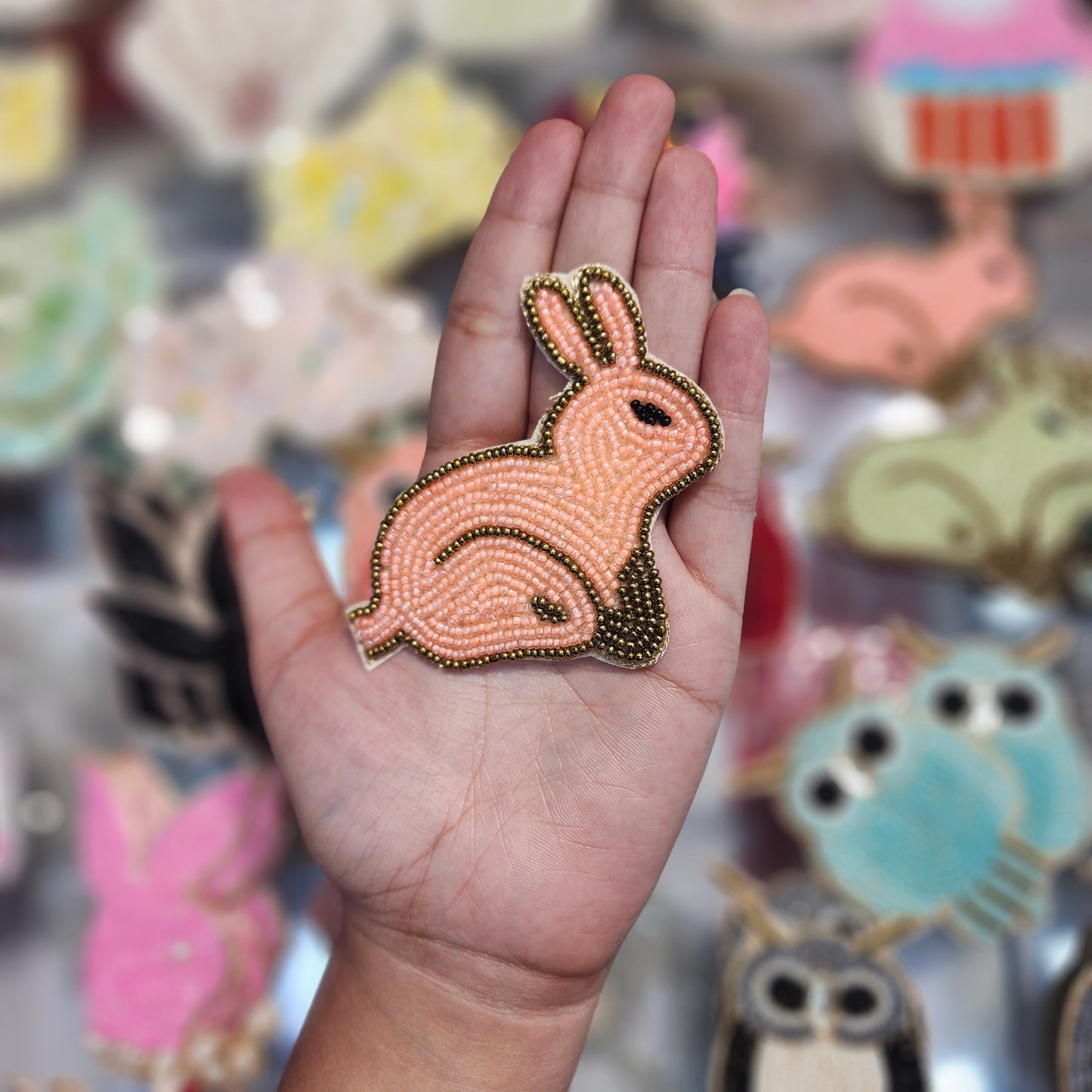 Rabbit Shape Beads work Kiddish Patch