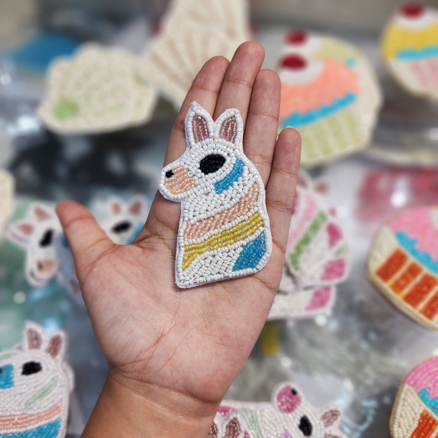 Unicorn Shape beads work Kiddish Patch