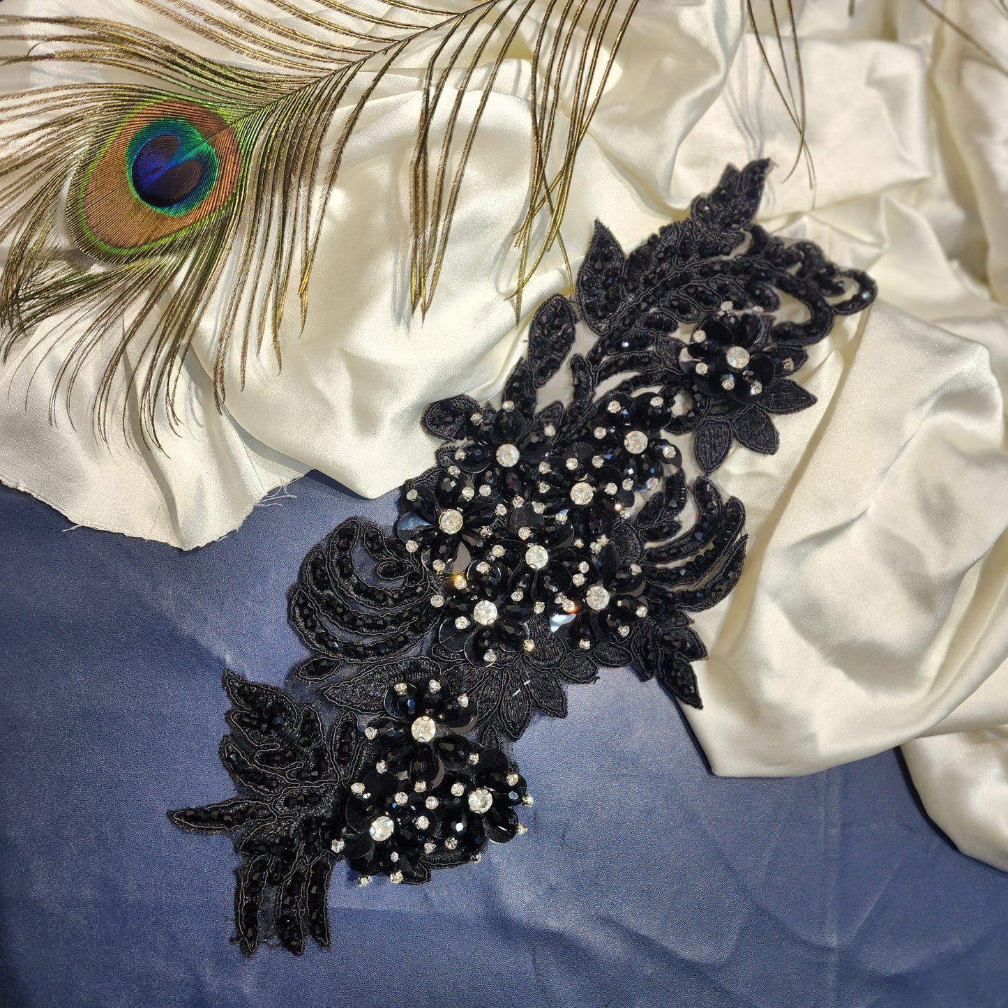 Designer Crystal and Stonework Black Patch
