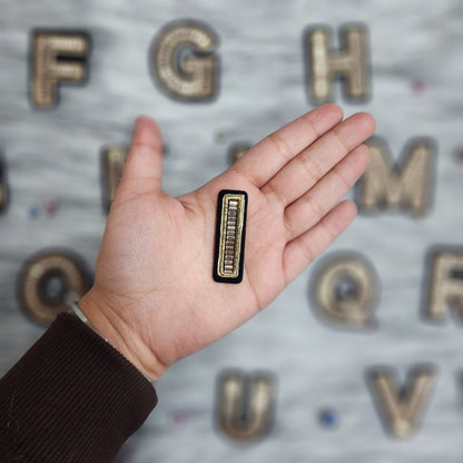 Black Golden Katdana work Alphabet iron Patch