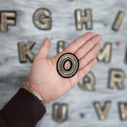 Black Golden Katdana work Alphabet iron Patch