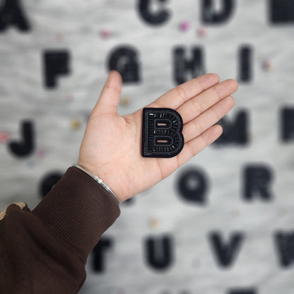 Black Color Katdana work Alphabet iron Patches