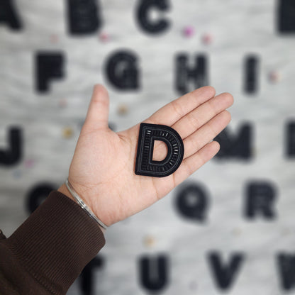 Black Color Katdana work Alphabet iron Patches