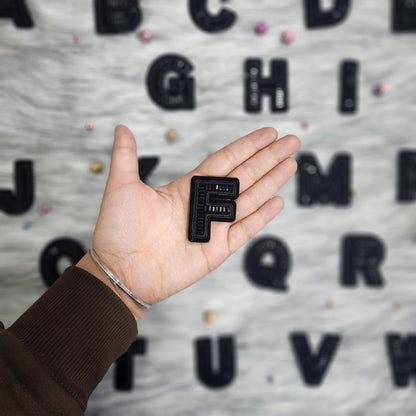 Black Color Katdana work Alphabet iron Patches