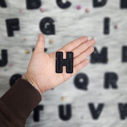 Black Color Katdana work Alphabet iron Patches