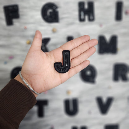 Black Color Katdana work Alphabet iron Patches