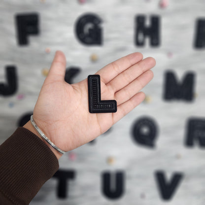 Black Color Katdana work Alphabet iron Patches