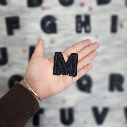Black Color Katdana work Alphabet iron Patches