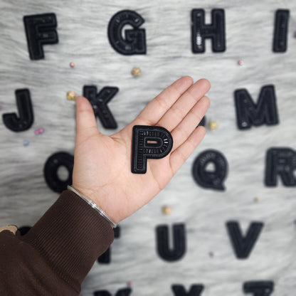 Black Color Katdana work Alphabet iron Patches