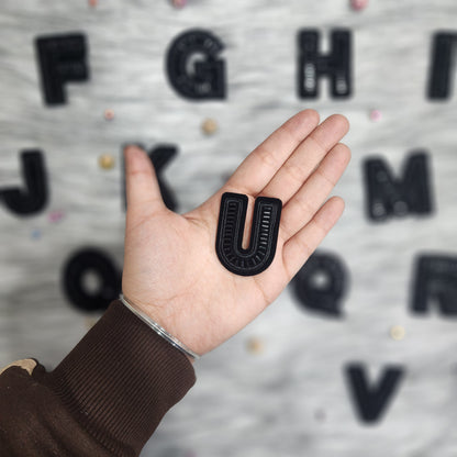 Black Color Katdana work Alphabet iron Patches