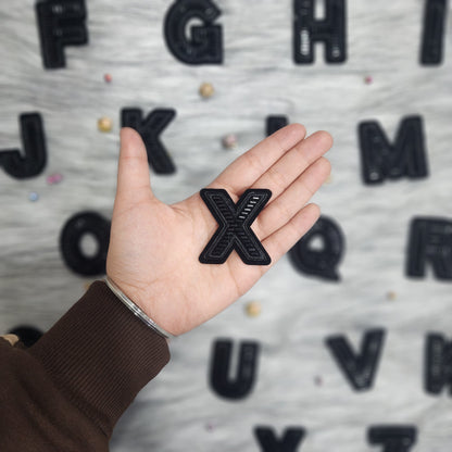 Black Color Katdana work Alphabet iron Patches