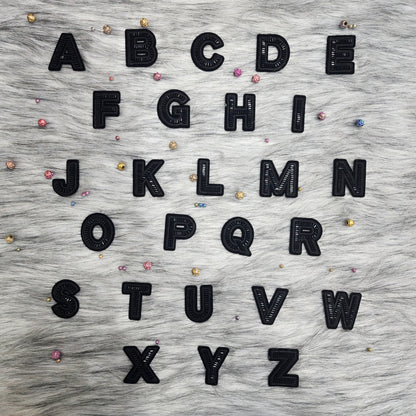 Black Color Katdana work Alphabet iron Patches