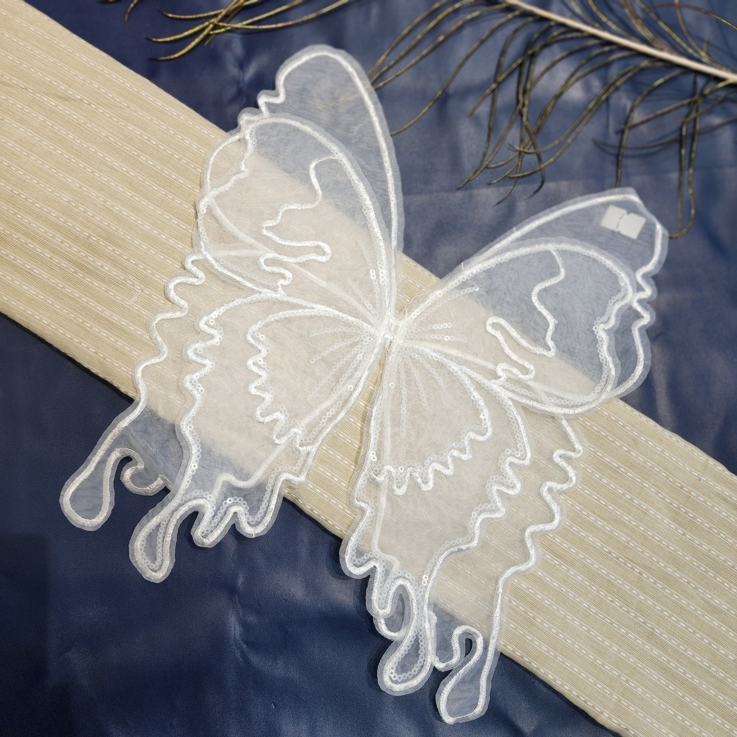 Sequins work Butterfly Design Organza Patch