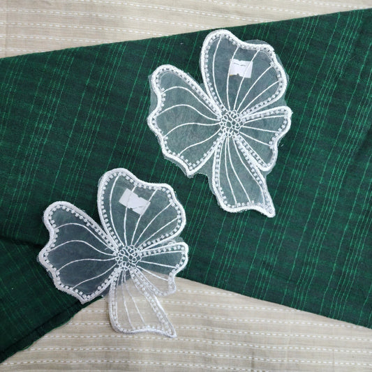 White Color Katdana Work Dyeable Patch 2 Pieces