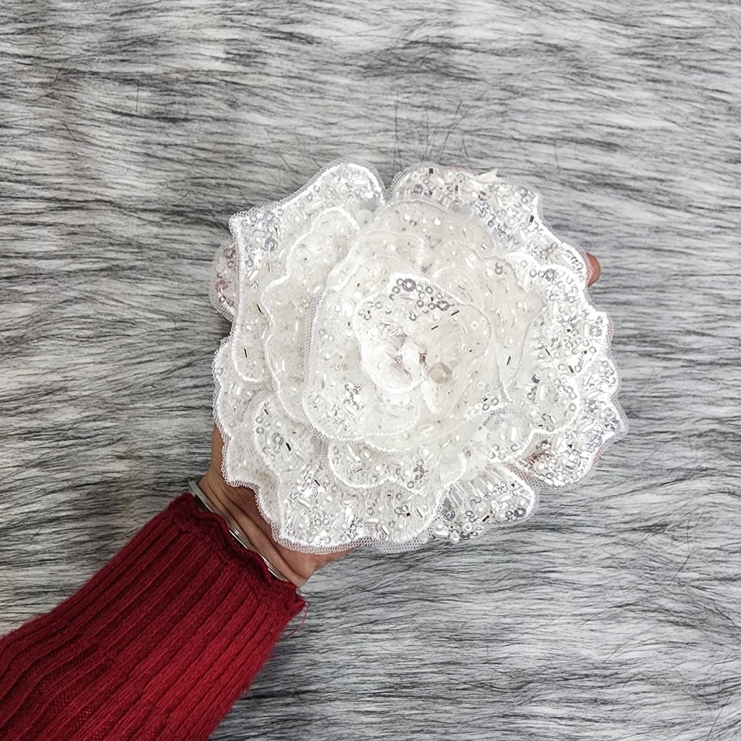 Designer Sequins work Dyeable Floral Patch