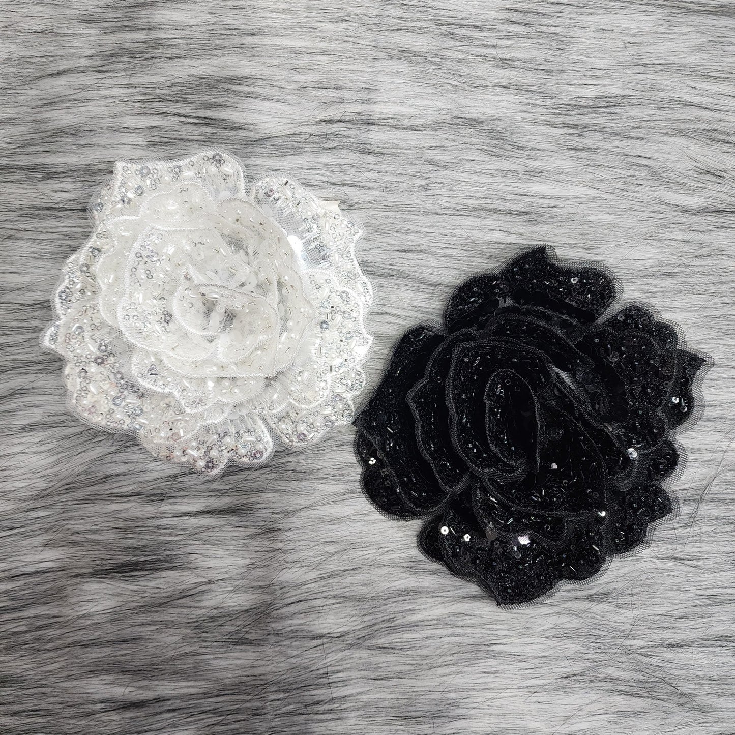 Designer Sequins work Dyeable Floral Patch