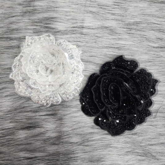 Designer Sequins work Dyeable Floral Patch