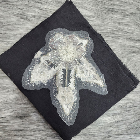 Fancy Net Base Sequins work Dyeable Patch