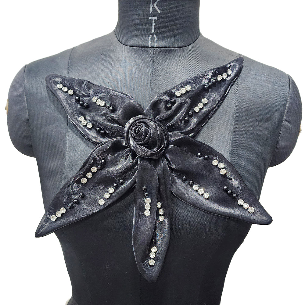 Pearl and Stonework Flower Patch Applique