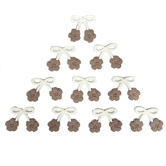 Cream Brown Bow Kids Embroidery Patch 10 Pieces