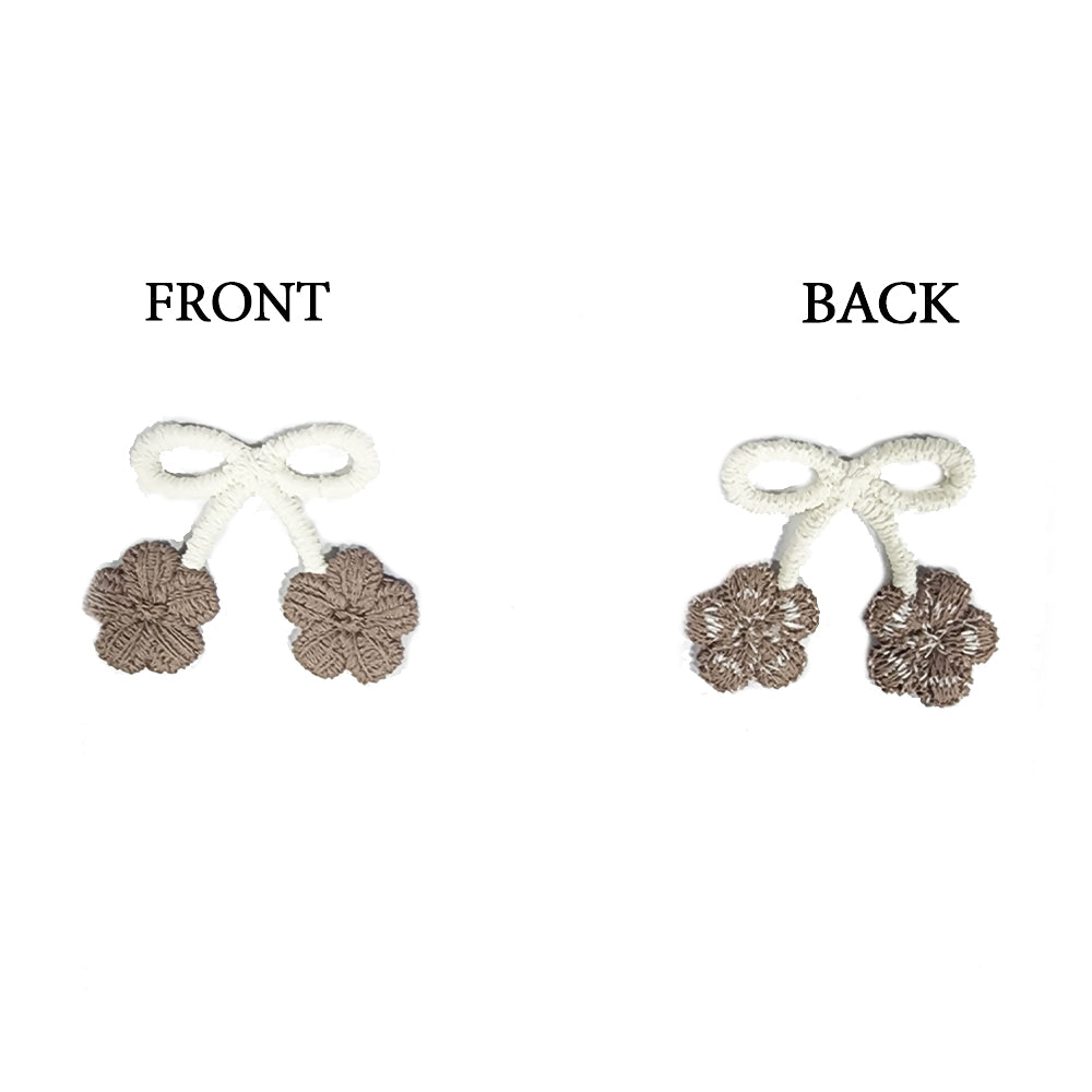 Cream Brown Bow Kids Embroidery Patch 10 Pieces