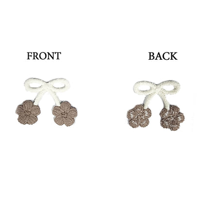 Cream Brown Bow Kids Embroidery Patch 10 Pieces