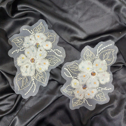 Beads and sequins work Floral organza base Patch