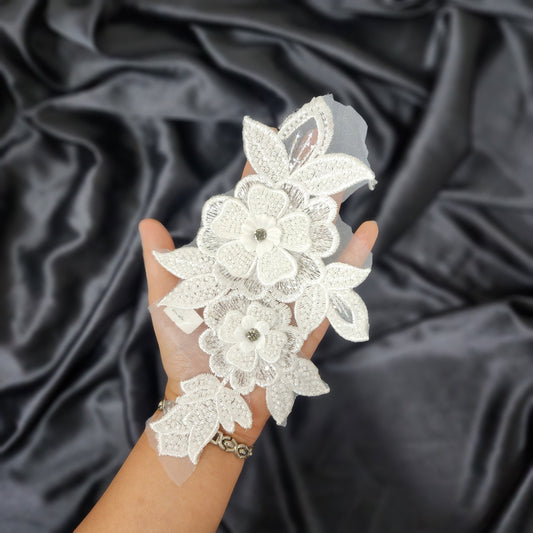 White color Katdana work Flower Patch