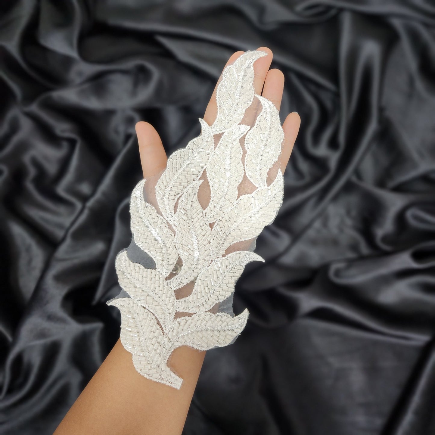 White color Katdana work Leaf Patch
