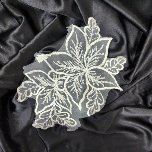 White color organza base flower patch