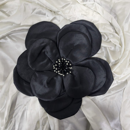 Black color Flower Patch with Crystal work in centre