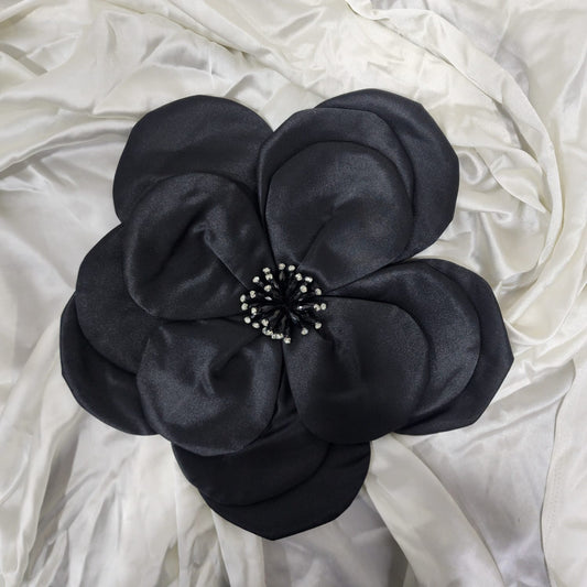 Black color Flower Patch with Crystal work in centre