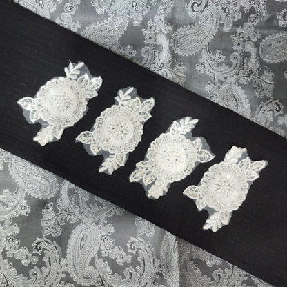 White color Beads work Patch Pack of 4 Pcs